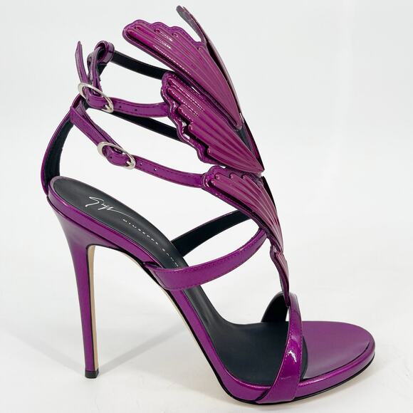 Giuseppe Zanotti Metallic Fuchsia Cruel Alien Wing Stiletto Heel Sandals 39.5 - Picture 3 of 12